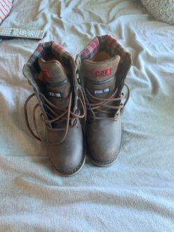 Sz 8 cat steel toe work boot