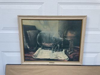 Large Framed Vintage Nautical Ship Art Print