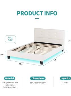Full size leather bed frame and mattress