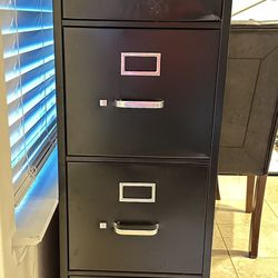 4 Drawer Black Metal Tall & Deep File Cabinet