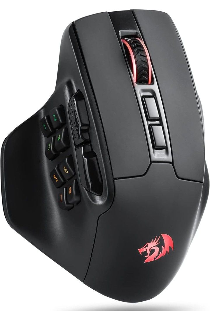 Redragon M811 PRO Wireless MMO Gaming Mouse, 15 Programmable Buttons RGB Gamer Mouse w/Ergonomic Natural Grip Build, 10 Side Macro Keys, Software Supp
