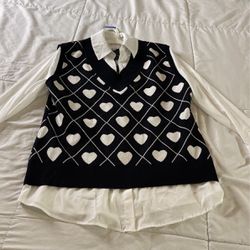 Heart Sweater Vest Top Size Medium 