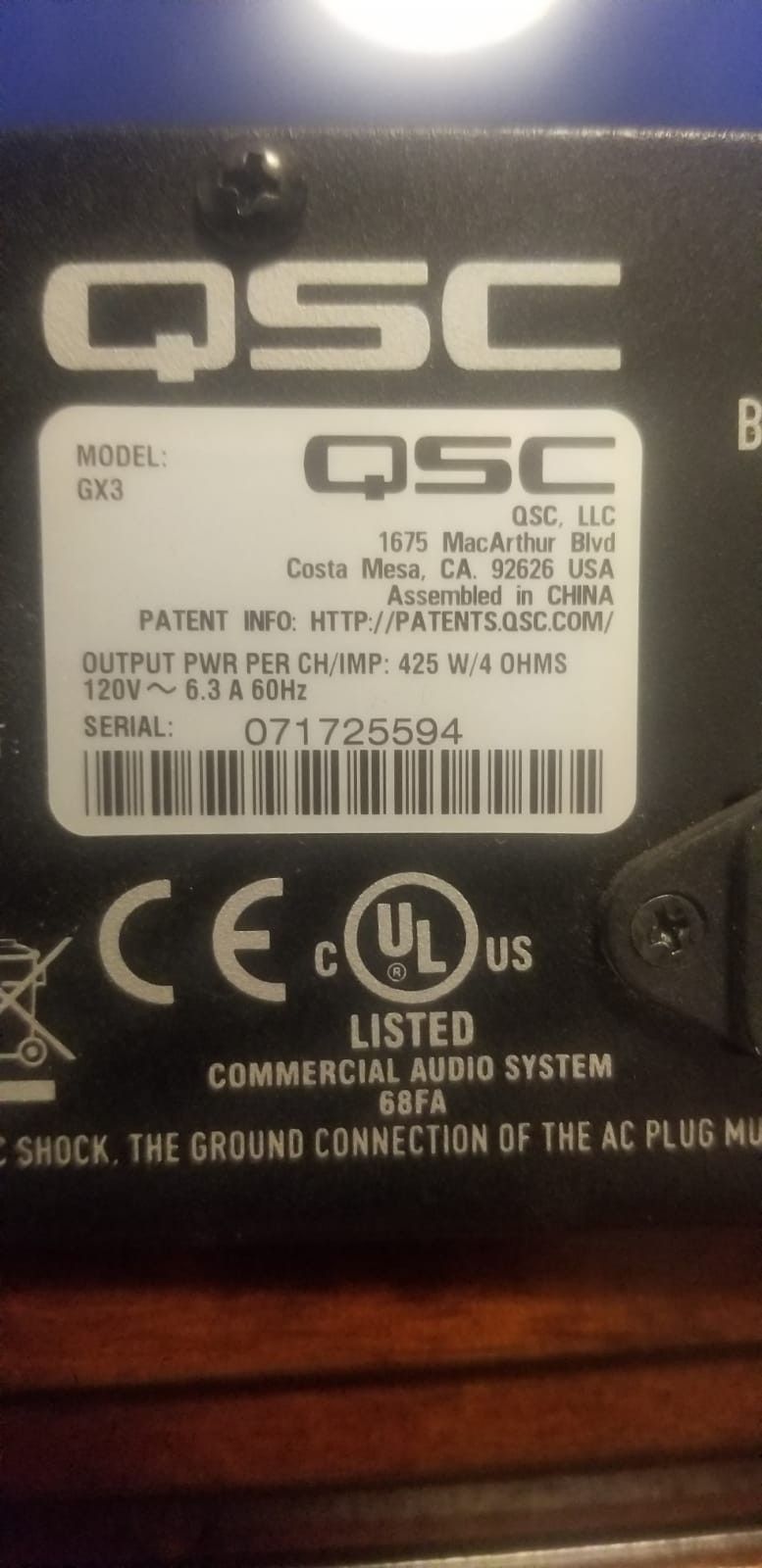 Amplifier QSC