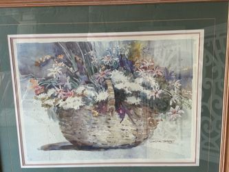 Dalila Darter Framed Floral Watercolor Painting