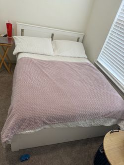 IKEA white bed frame (mattress included)