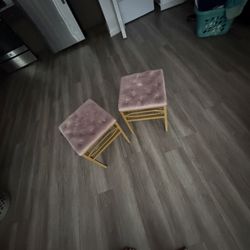 Pink Velvet Accent Stools (Set of 2)
