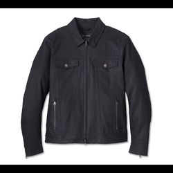 Harley Davidson Mens MEDIUM Layer System Trucker Riding Jacket Black 98124-23VM
