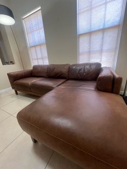 West Elm Dekalb Leather Sectional