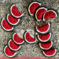 Handmade Watermelon Crochet Keychains