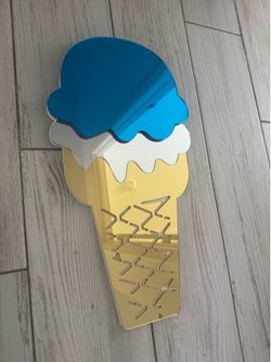 4Artworks acrylic ice-cream-cone wall mirror, about 9 × 23 inches.