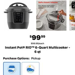 Insta pot 6 quart brand new one box Retails For 100