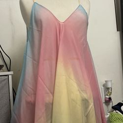 Rainbow sheer long dress