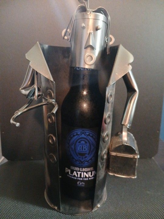 SALE Metal Art Wine Bottle Holder Caddy