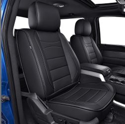 IKABEVEM Seat Covers Fit For Toyota Tundra 2022-2026 Crewmax Double Cab Faux Leather Full Set Seat Covers Truck Pickup (5 Seats,