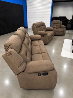 🛋️ New Brown Reclining Living Room Set – 2PC or 3PC $10 Down