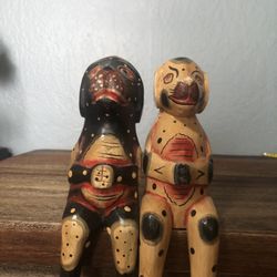 Self Sitting Dog Statues, Set Of Two 
