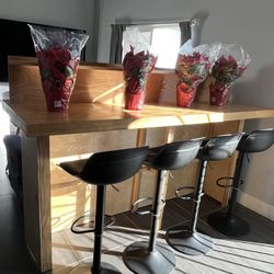 SOLID OAK WOOD BAR TABLE 