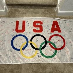 USA Olympic Flag Signed And Autographed By Many Olympians 