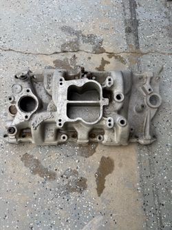 Edelblock aluminum high-rise for a 350 Chevy motor