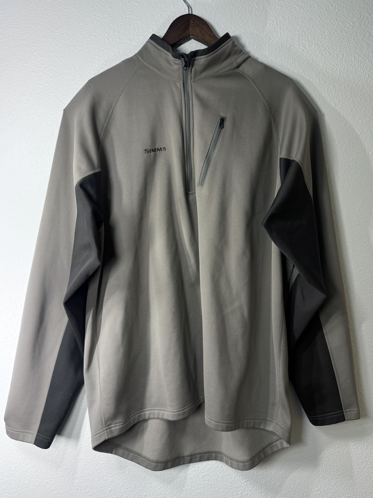 Simms Jacket Mens XL Beige 1/4 Zip Sweater Pullover Fleece Fishing Outdoor