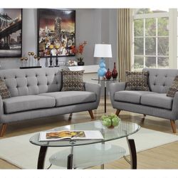 Gray Sofa And Love Seat (Free Delivery)