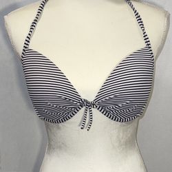 Women’s Victorias Secret Black And White Striped Bikini Top - Size 32DD