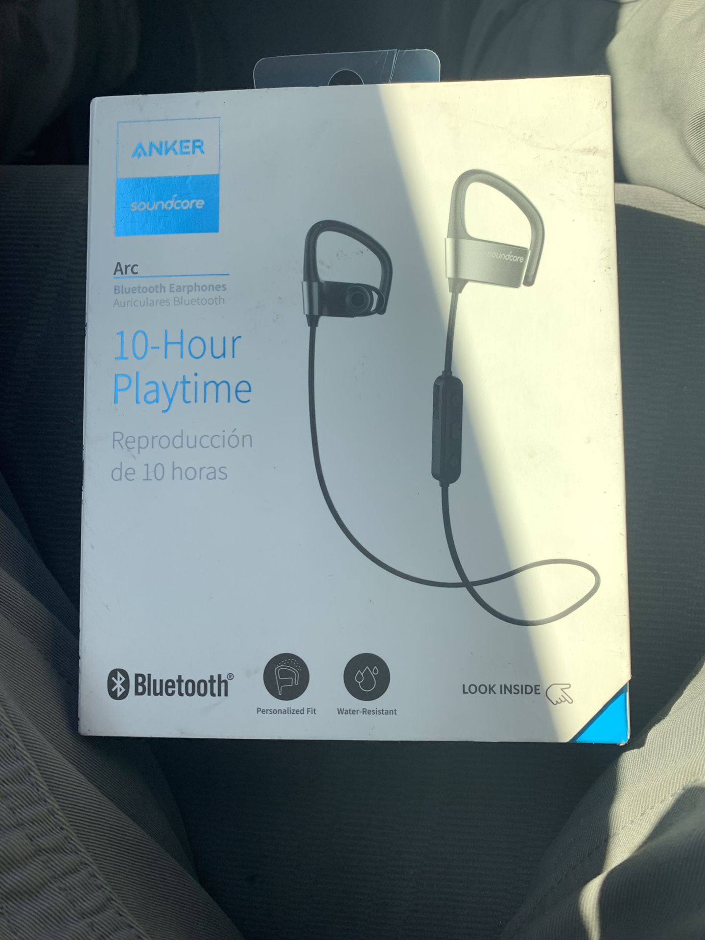 Anker SoundBuds Arc Ear-Hook Wireless Headphones with 10-Hour Bluetooth Playtime and Adjustable Memory Metal Black+gray