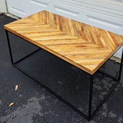 White Oak Chevron Inlay Coffee Table.   