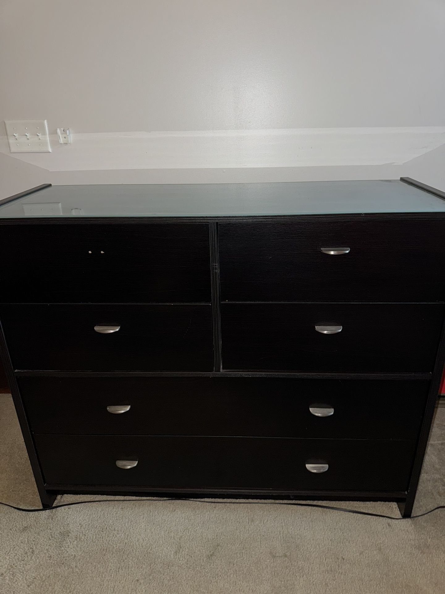 Glass Top Wood Long Dresser