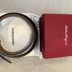 Salvatore Ferragamo Men's Black Dress Belt with Gun Metal Buckle One Size