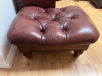 Leather ottoman large