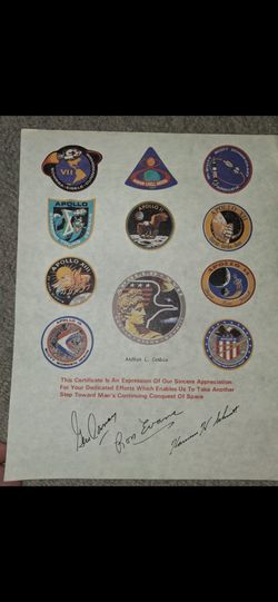 Apollo 17 Crew Signed NASA Appreciation Certificate