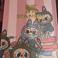 Labubu pink with gold Stanley Cup 40 ounce limited edition brand new inbox with dust bag