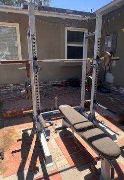 Olympic squat rack weight bench set