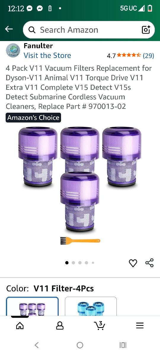 Dyson V11 Filters 4.Pack
