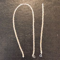 Sterling Silver 925 Tri Color Necklace And Bracelet,  12 g