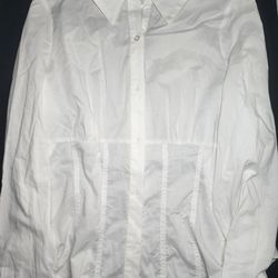 Fashion Nova  "Ready To Go" White shirt Size M