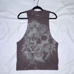 YoungLA Skull Serpent Graphic Raw Cut Tank Small