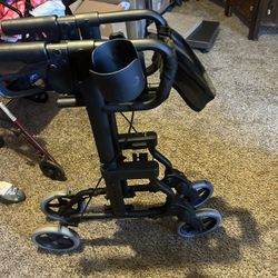 Walker Rollator - Adjustable Lightweight + Foldable Walker Rollator With Cup Holder 