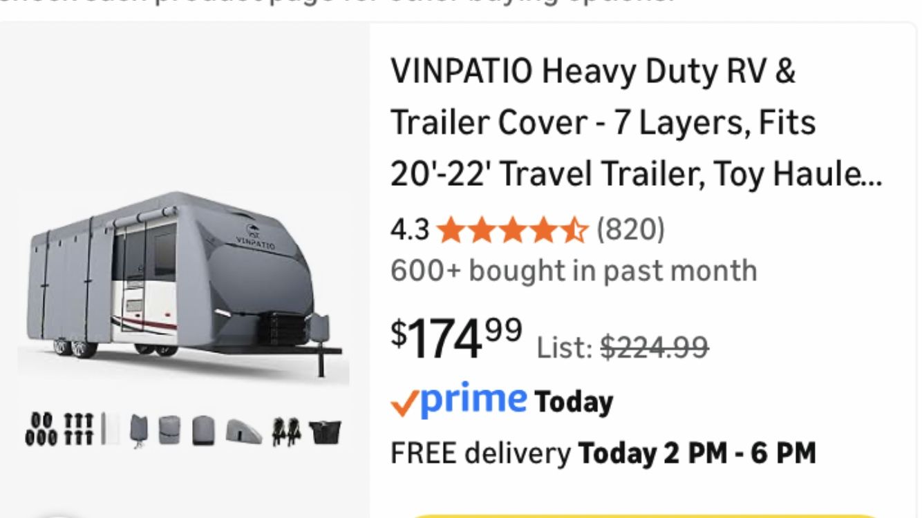 VinPatio Heavy Duty RV/Trailer Cover 7 Layer 20-22ft New!