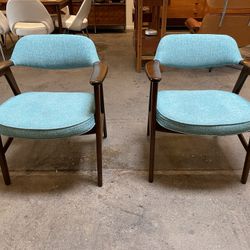 Pair Of 1960S Mid Century Modern, Occasional Chairs, Newly Reupholstered And Refinished