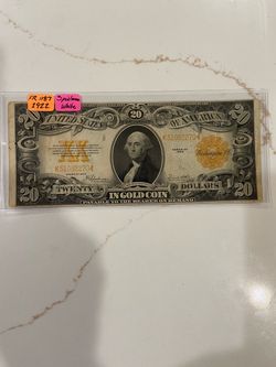 1922 gold note 20 dollar currency