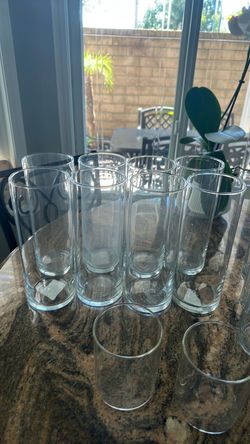 Glass vases, 8 tall, 10 medium $15.00 for all