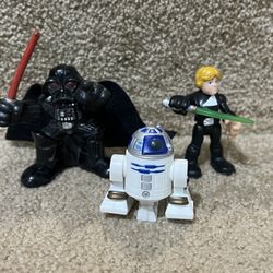 Star Wars Galactic Heroes Playskool Darth Vader R2D2 Luke Skywalker lot of 3