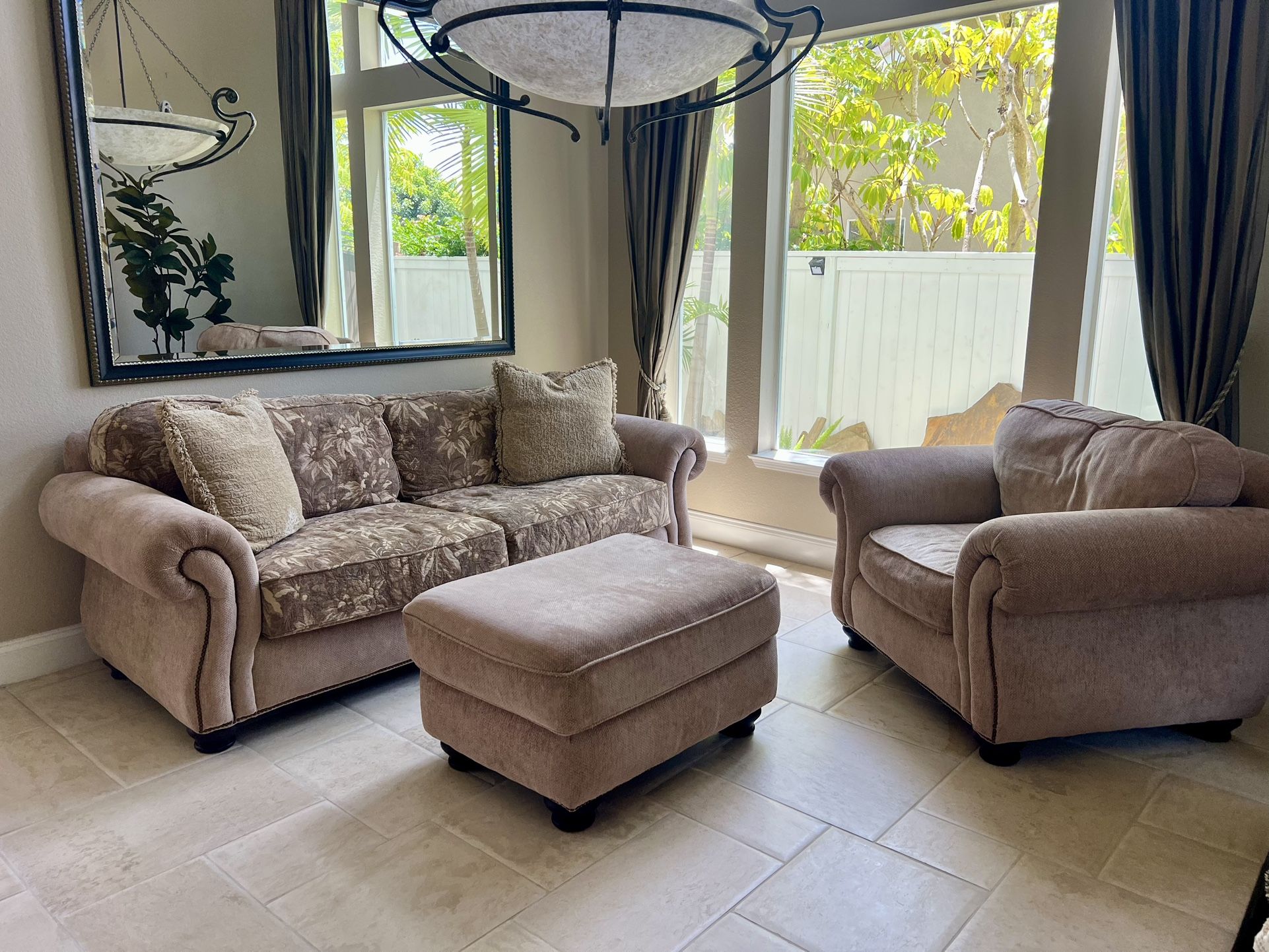 Bernhardt Chenille Sofa Set – Like New
