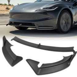 For 2024-2025 Tesla Model 3 Sedan Matt Black Front Bumper Lip Spoiler Splitter -(2-PU-370