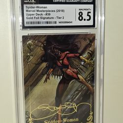 Spider-Woman Marvel Masterpieces (2018) Upper Deck - #39
Gold Foil Signature - Tier 2