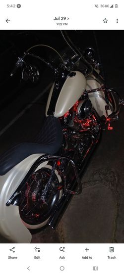 Custom Cruiser Motorcycle White and Black harley soft tail 2008