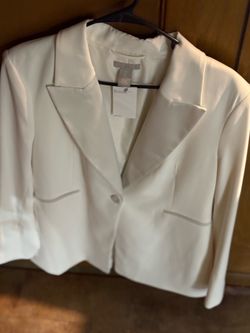 White tuxedo blazer with satin lapel size large