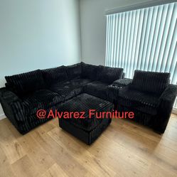 Corduroy Sectional Sofa With Ottoman 